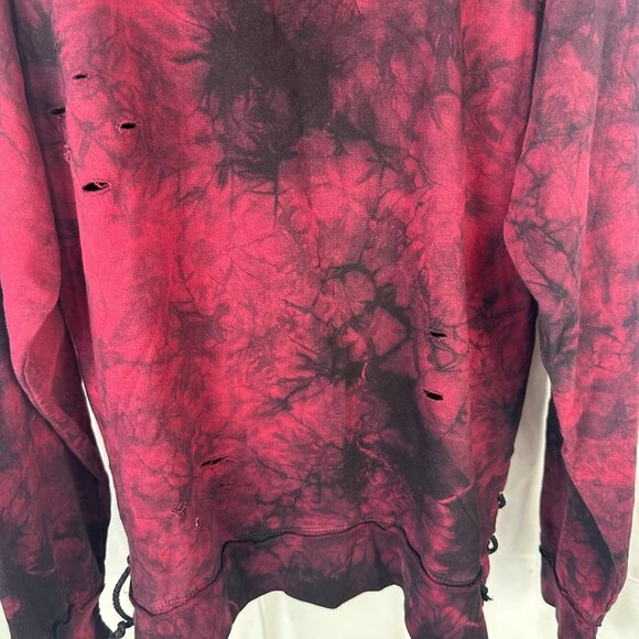 Fast & Furious By Affliction Red Tie-Dye Distressed Hoodie M 100% Cotton - Picture 3 of 9